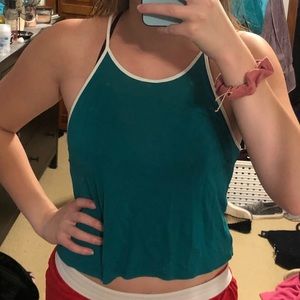 Garage Teal Tank Top with White Detail Size Small